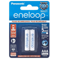 2 Pilhas AAA (palito) Recarregáveis da Panasonic Eneloop 2100 Recargas, 800 mAh