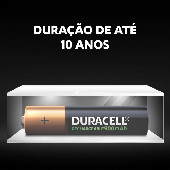 4 Pilhas AAA (PALITO) Recarregáveis Duracell, 900 mAh