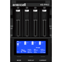 Carregador Enercell (4S-PRO) Inteligente, Universal e Rápido para Pilhas de Ni-MH, Ni-CD e Li-ion