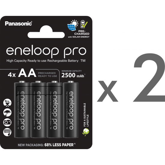 Carregador EP-860 com 8 pilhas AA Recarregáveis da Eneloop Pro