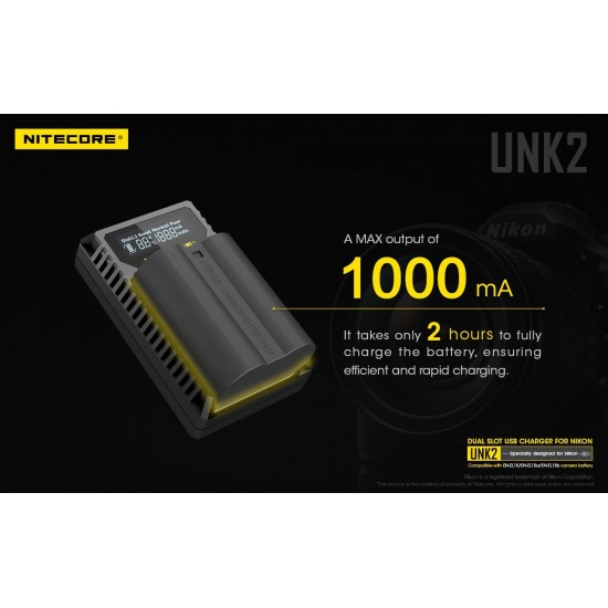 Carregador Nitecore UNK2 p/ 2 Baterias da Nikon EN-EL15/15a/15b