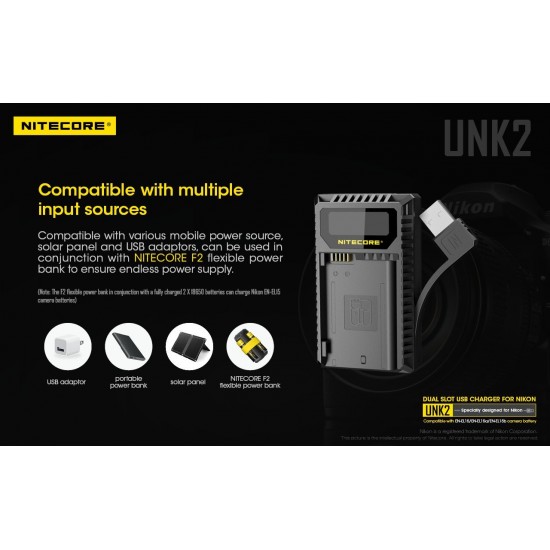 Carregador Nitecore UNK2 p/ 2 Baterias da Nikon EN-EL15/15a/15b