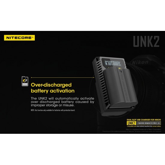 Carregador Nitecore UNK2 p/ 2 Baterias da Nikon EN-EL15/15a/15b